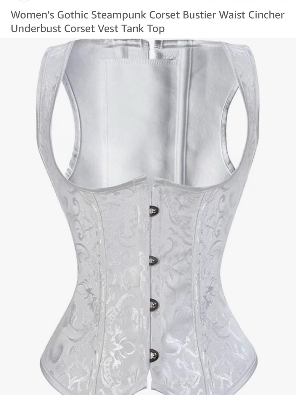 White Floral Brocade Underbust Corset Vest - Halloween - Renaissance Fair